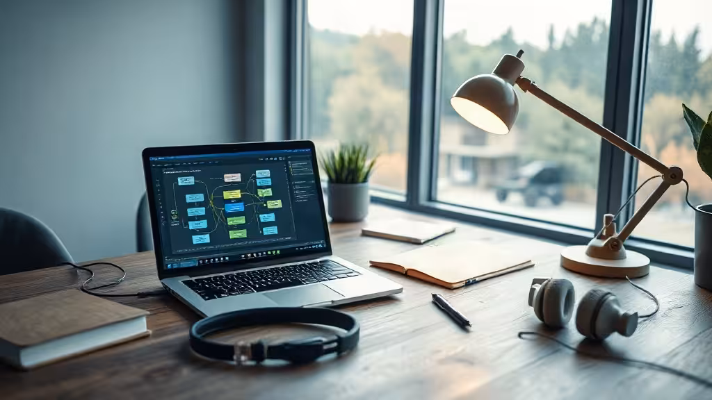 Espace de travail illustrant le choix d’un meilleur formateur Make pour apprendre l’automatisation.
